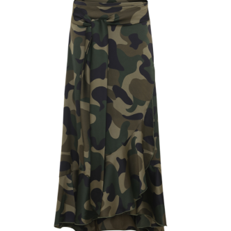KARMAMIA Camouflage Ruffle Wrap Skirt (long)-0