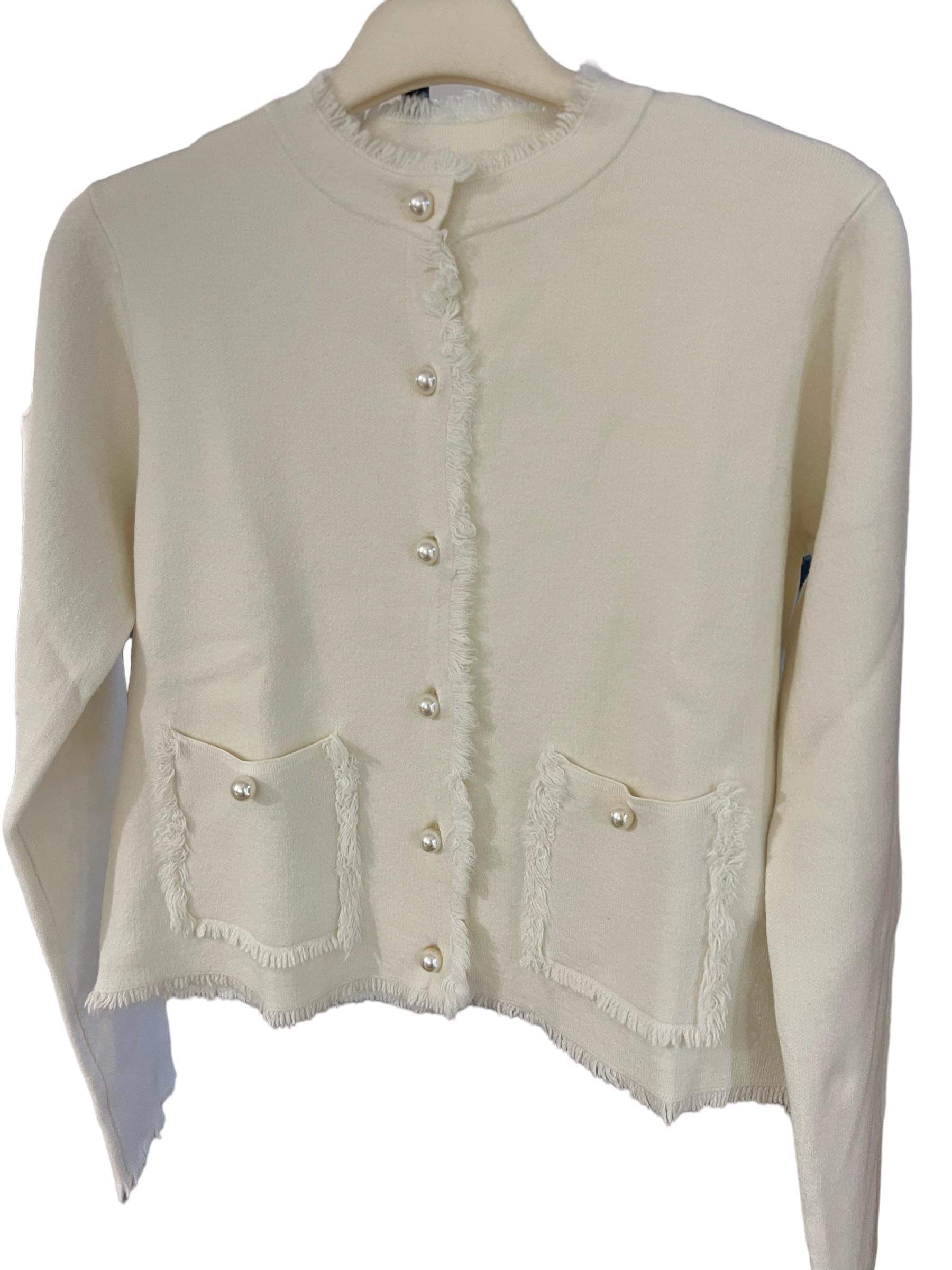 BB cardigan with pearl buttons creme | KØB HER